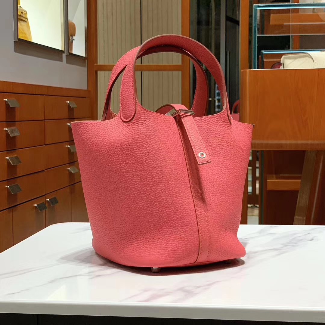 HERMES 爱马仕 菜篮子 Picotin 纯手工 Clemence皮  唇膏粉