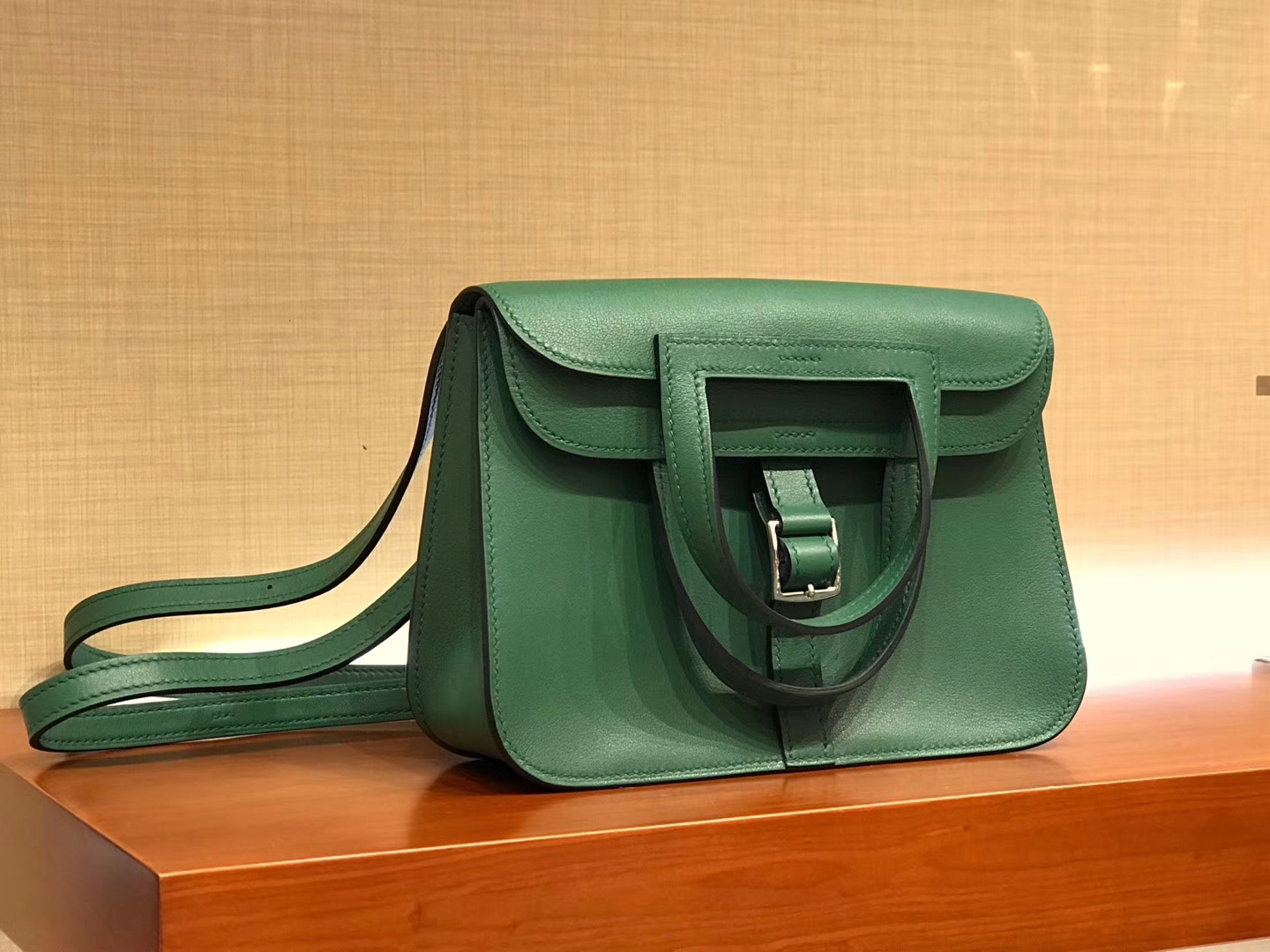 HERMES 爱马仕 Halzan swift 丝绒绿 配全套专柜原版包装