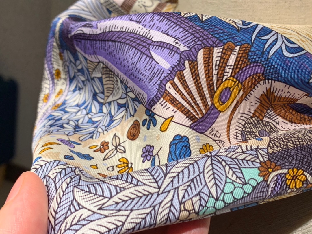 H 方巾《仲夏夜之梦》紫色 90×90cm 100%斜纹桑蚕丝