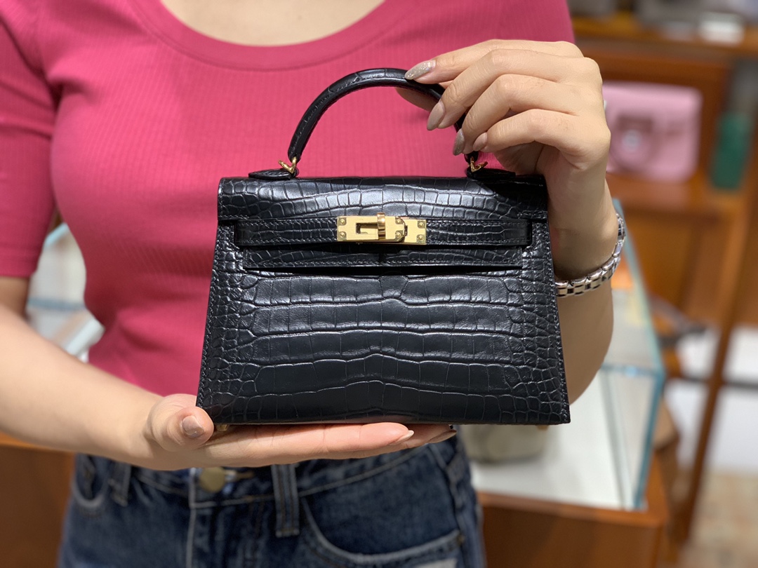 爱马仕中国官网 HERMES 迷你凯莉 MiniKelly二代 19cm 黑色 现货