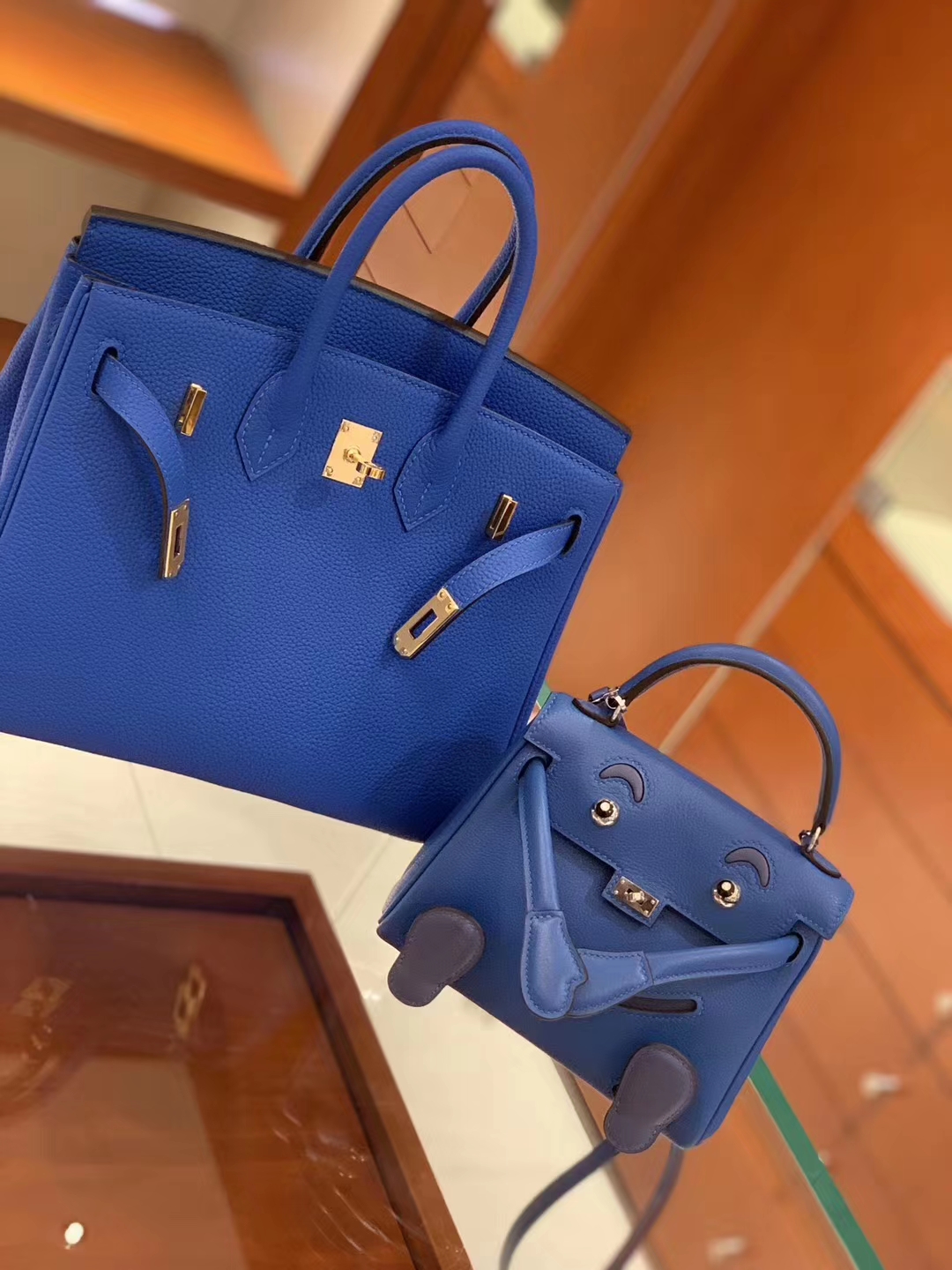 爱马仕官网 小可爱 kellydoll swift皮 电光蓝 现货