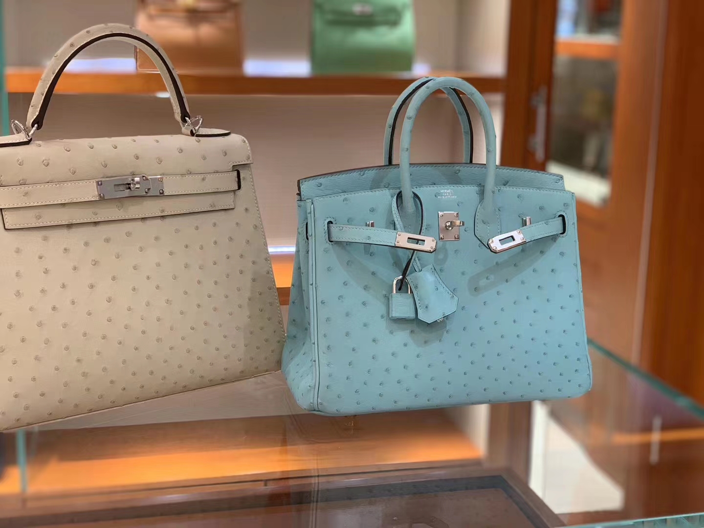 爱马仕女包批发 Birkin 25cm 南非k级皮 每个豆均匀完美 风衣灰 天空蓝 现货