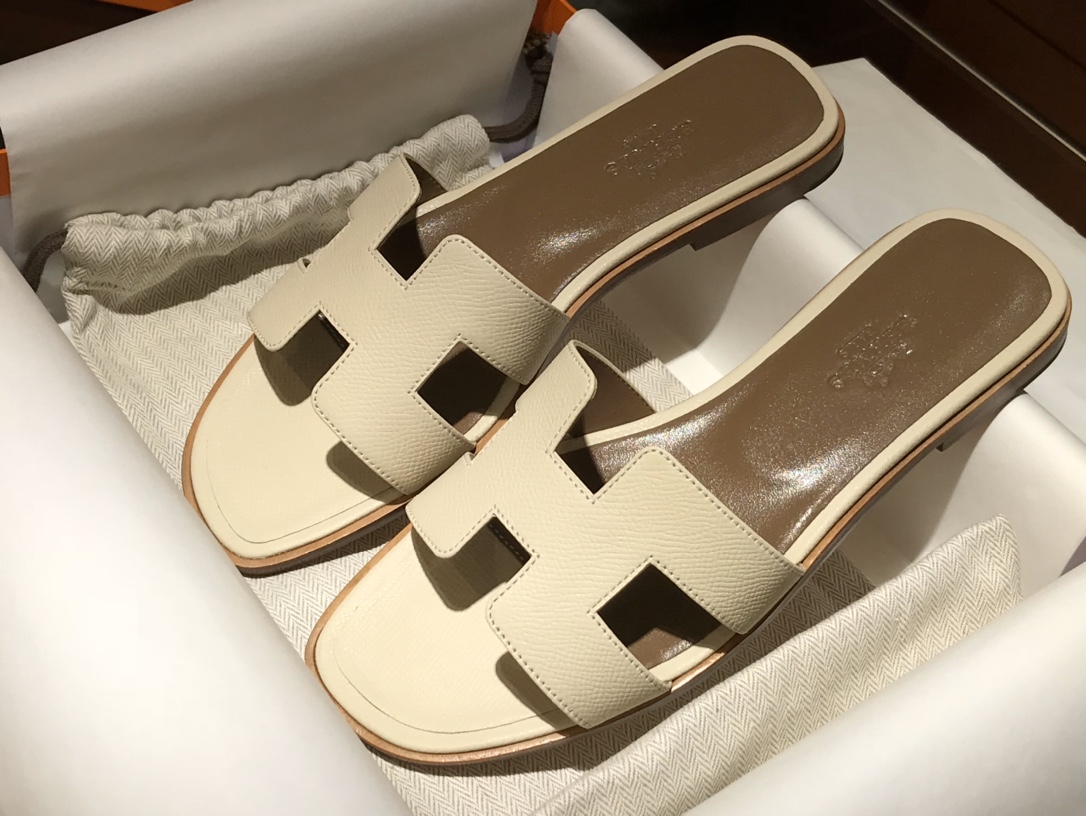 H经典款拖鞋  高端订制  独家品质  平底35~41 高跟35~41(跟高4cm) 奶昔白 (掌纹)
