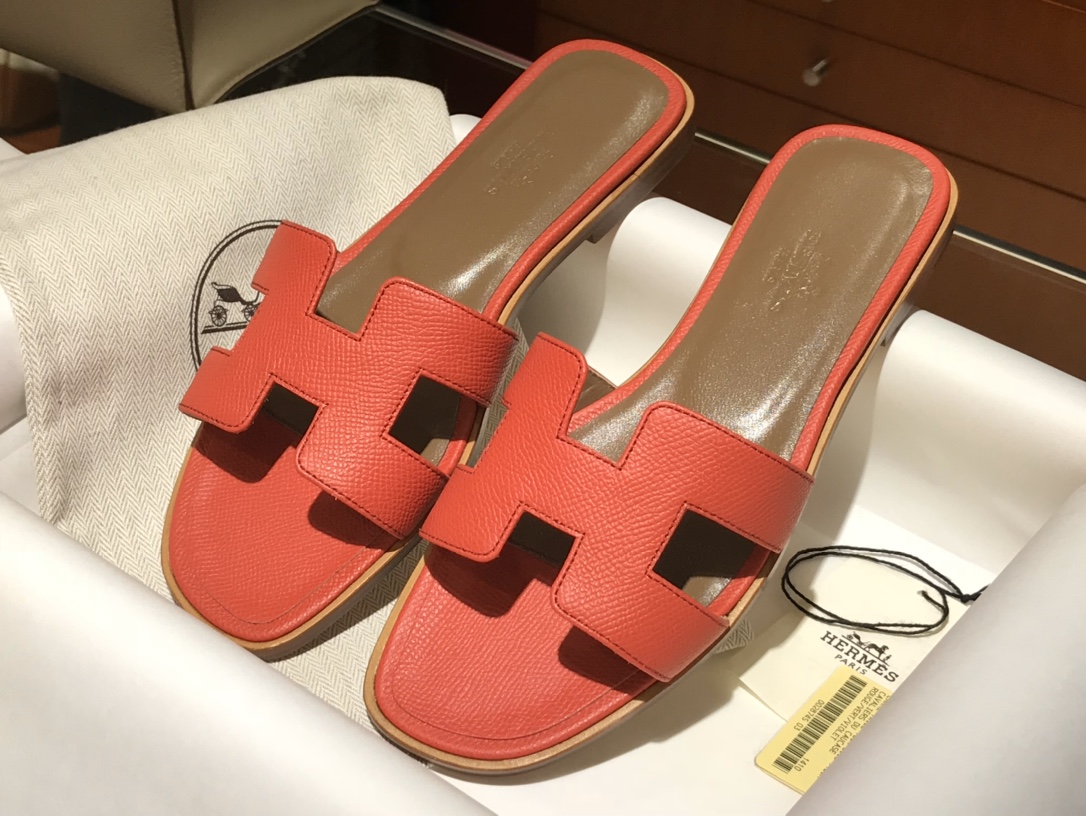 H经典款拖鞋  高端订制  独家品质  平底35~41 高跟35~41(跟高4cm) 中国红 (掌纹)