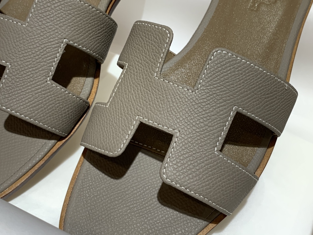 H经典款拖鞋  高端订制  独家品质  平底35~41 高跟35~41(跟高4cm) 沥青灰 (掌纹)
