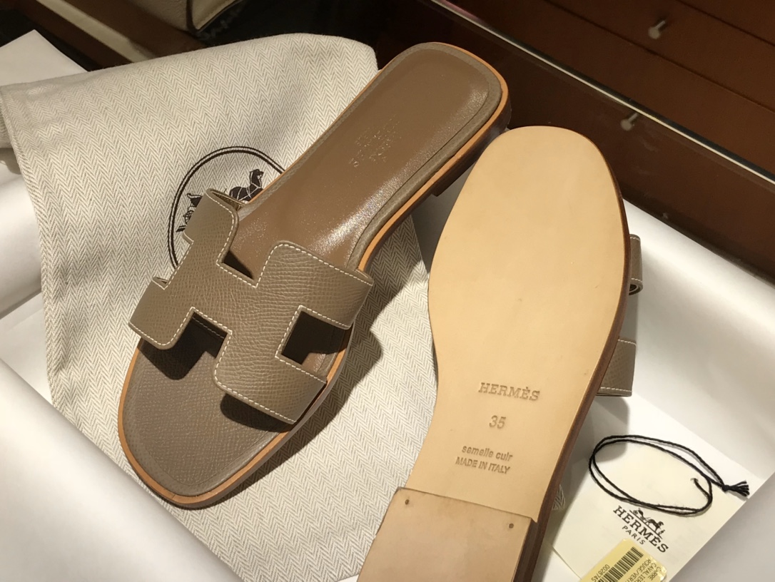 H经典款拖鞋  高端订制  独家品质  平底35~41 高跟35~41(跟高4cm) 大象灰 (掌纹)