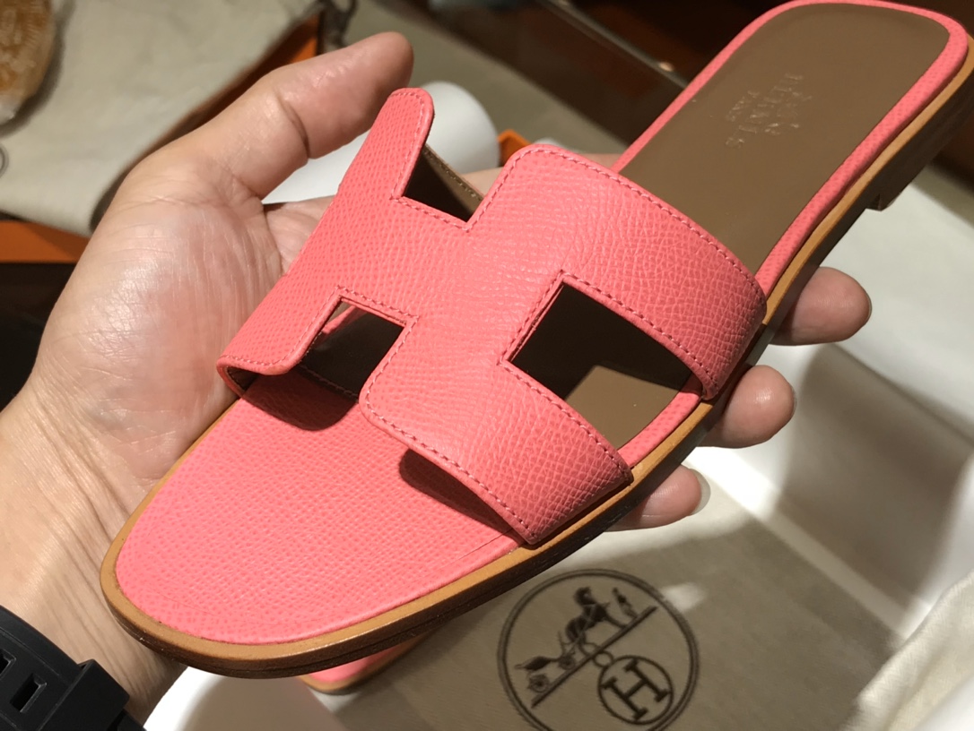H经典款拖鞋  高端订制  独家品质  平底35~41 高跟35~41(跟高4cm) 唇膏粉 (掌纹)