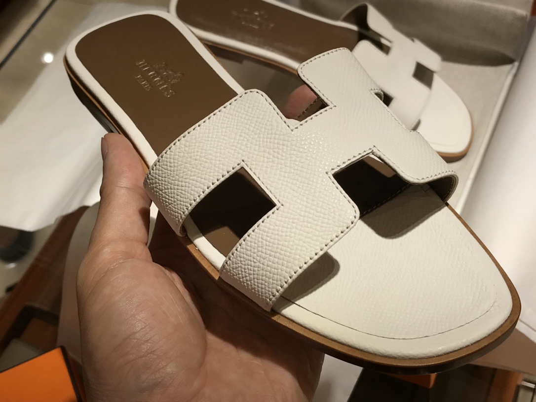 H经典款拖鞋  高端订制  独家品质  平底35~41 高跟35~41(跟高4cm) 白色 (掌纹)