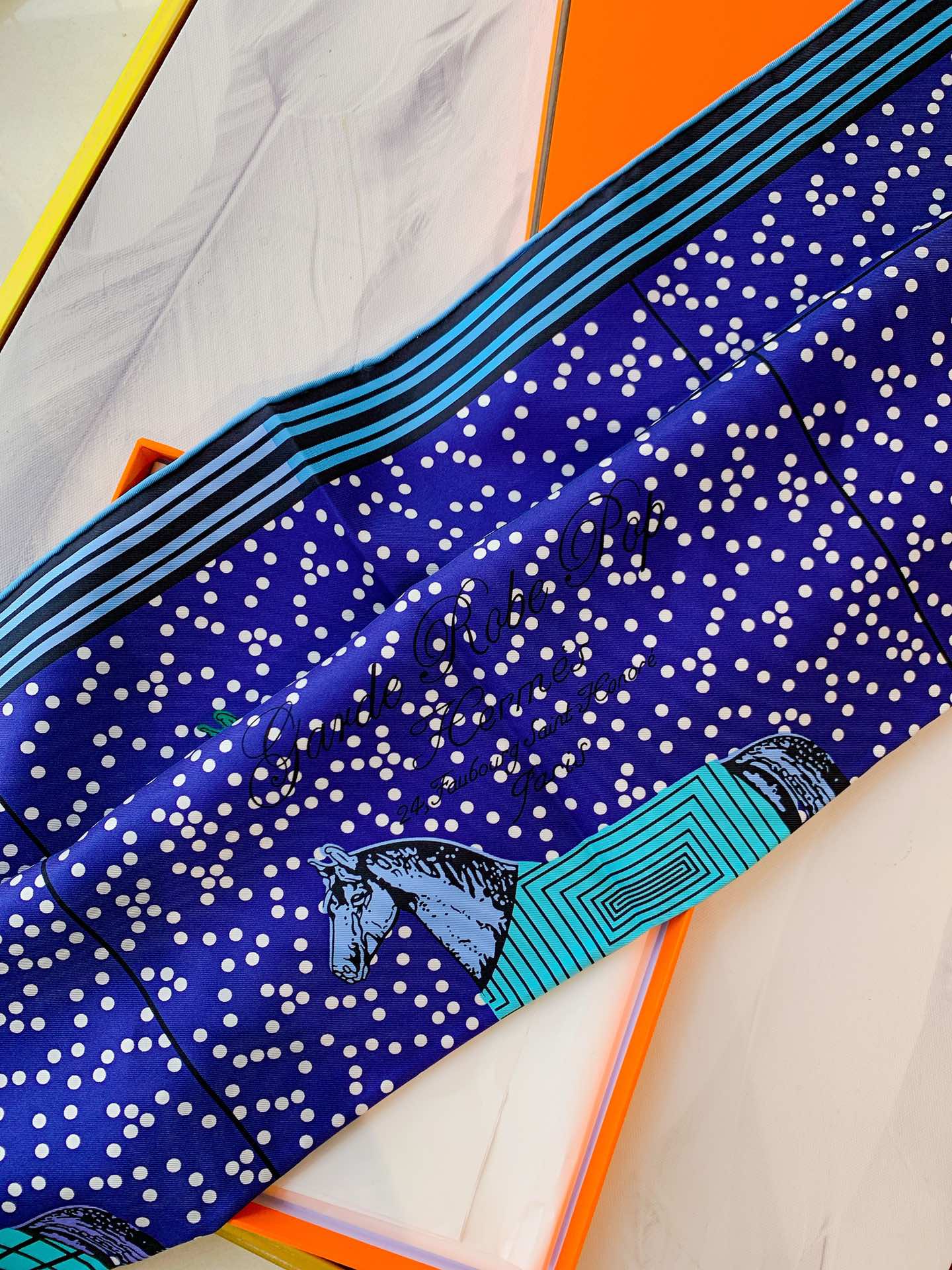 HERMES《波普式骏马》方巾 蓝色 90*90cm