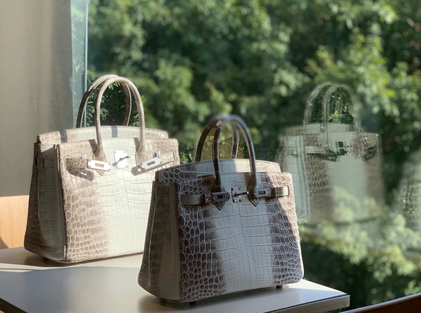 HERMES 爱马仕 铂金包 Birkin  爱马仕官网现货 Bk 25高光鳄鱼皮 喜马拉雅