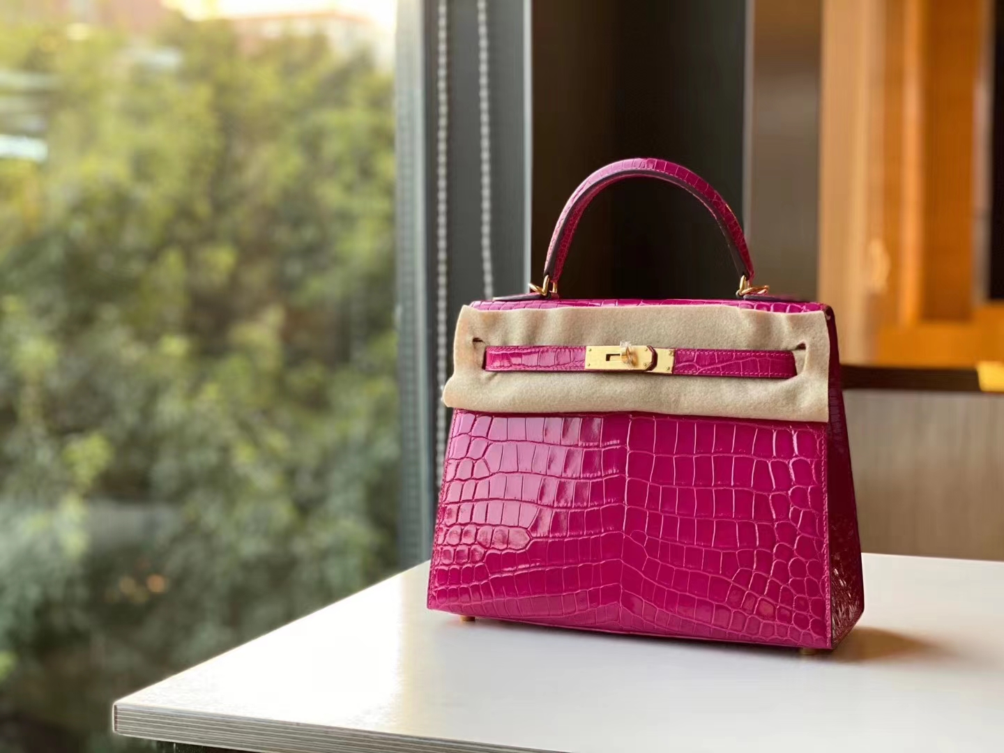 HERMES 爱马仕 铂金包 Birkin 爱马仕官网现货 Bk 25 鳄鱼皮 天方夜谭紫