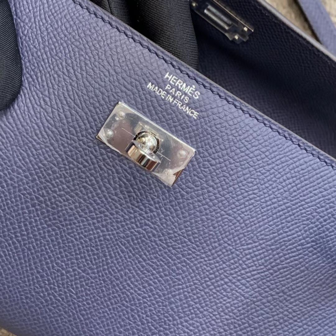 HERMES Kelly Classique To Go 长肩带钱包 Epsom皮 风暴蓝 现货