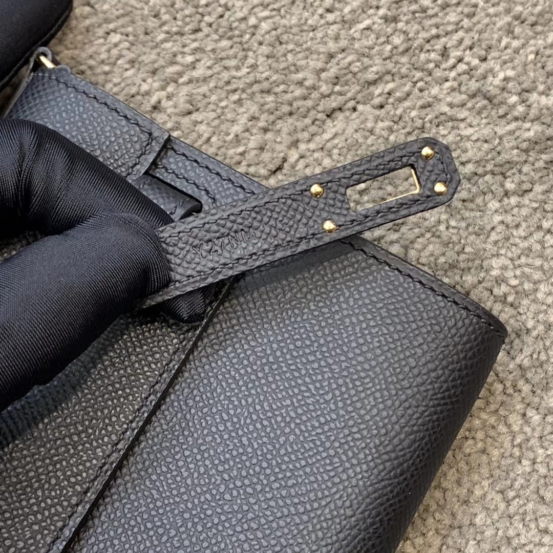 HERMES Kelly Classique To Go 长肩带钱包 Epsom皮 黑金 现货