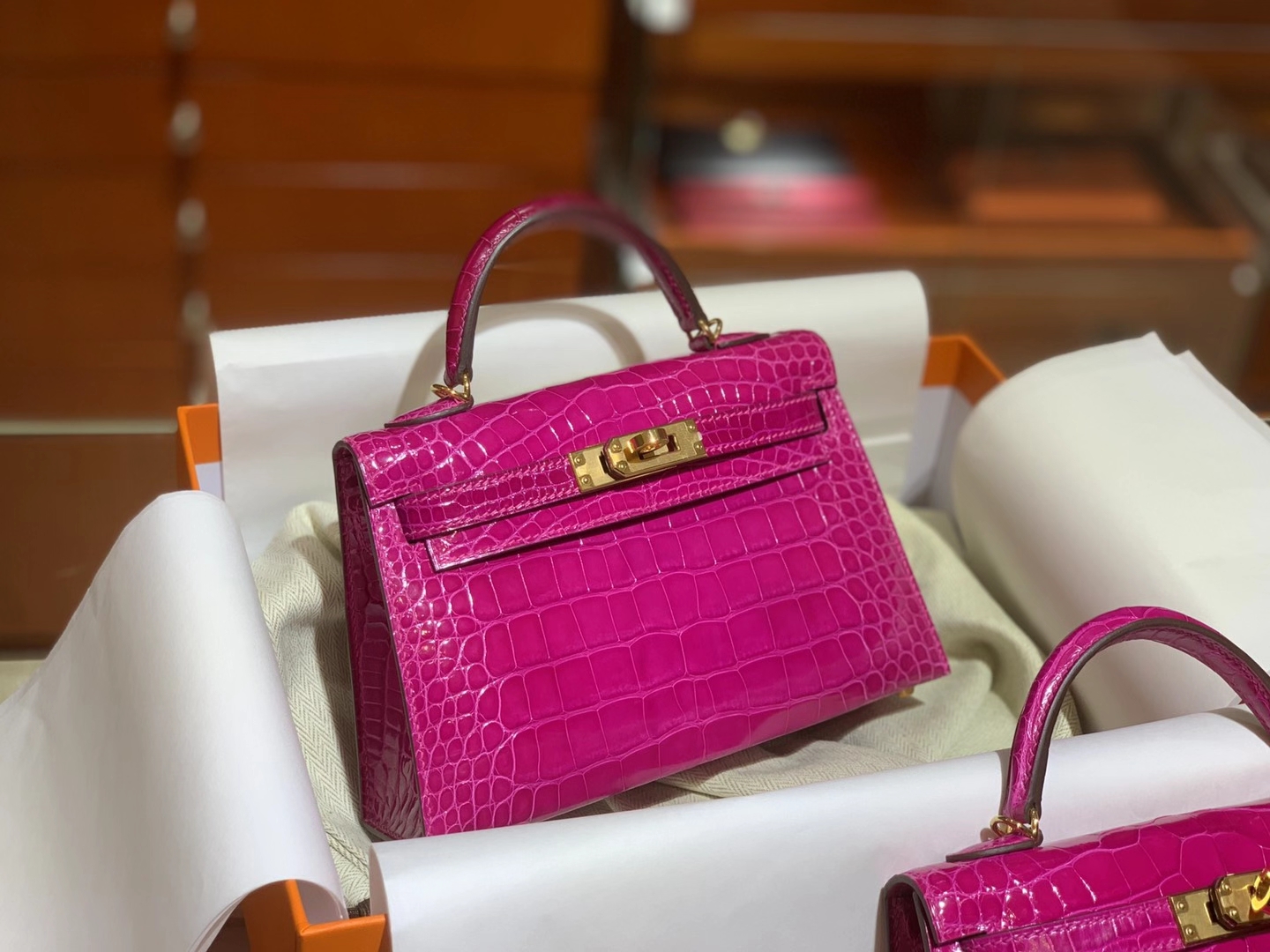 HERMES Kelly 二代鳄鱼 天方夜谭紫 金扣银扣 可定制 纯手工