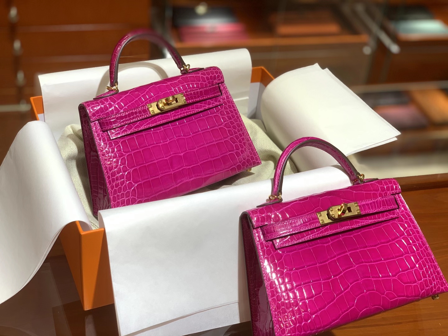 HERMES Kelly 二代鳄鱼 天方夜谭紫 金扣银扣 可定制 纯手工