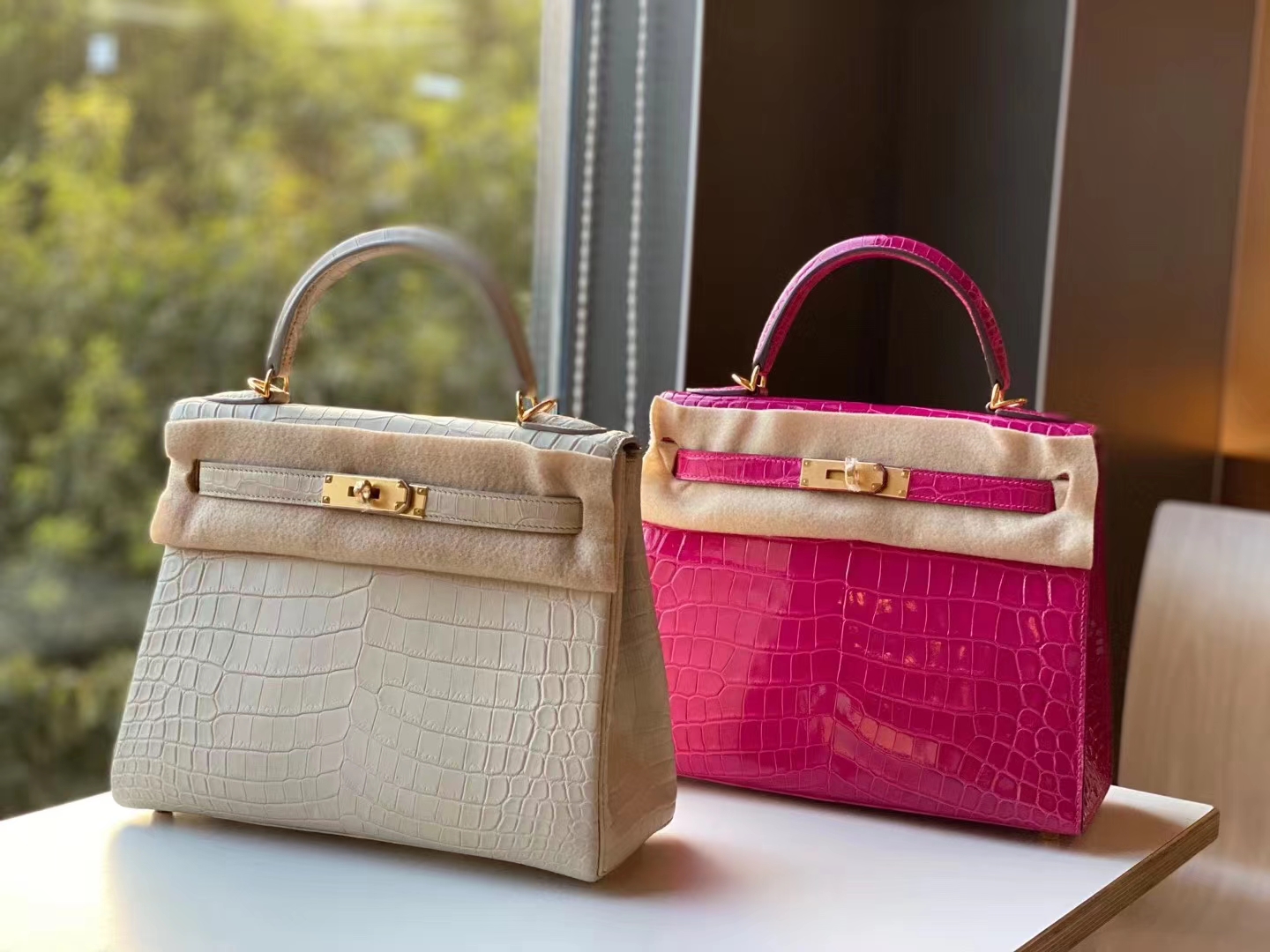 HERMES 爱马仕 铂金包 Birkin 爱马仕官网现货 Bk 25 鳄鱼皮 天方夜谭紫