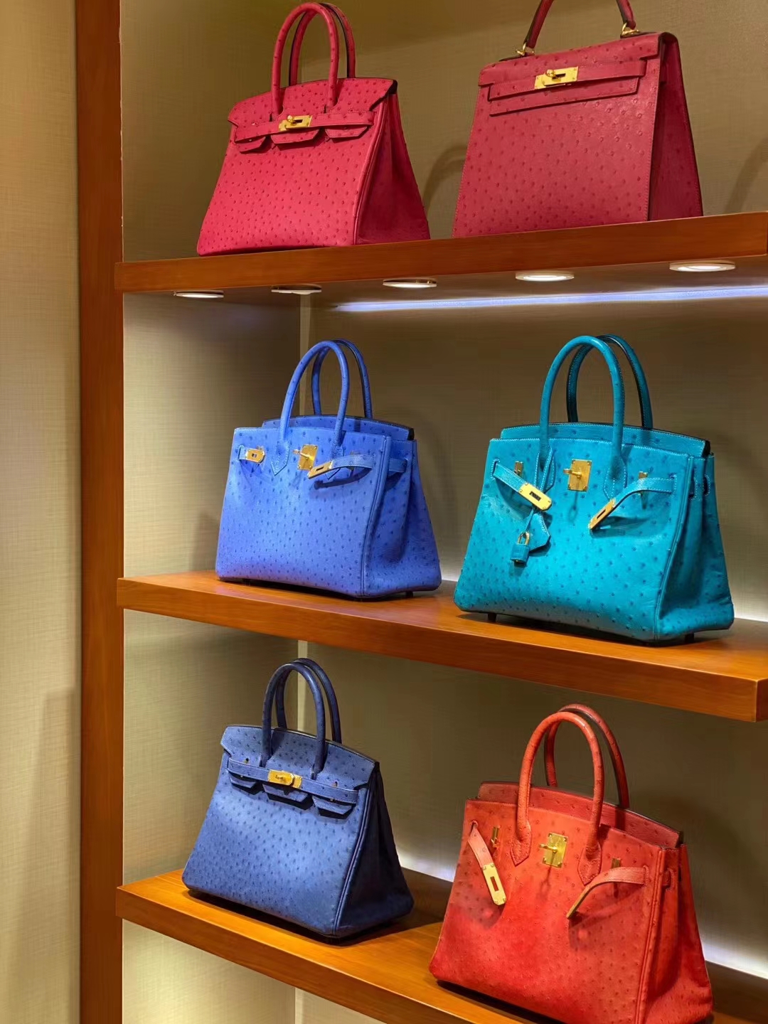 HERMES 爱马仕 铂金包 Birkin 金扣银扣 鸵鸟皮 现货接单 可接受定制
