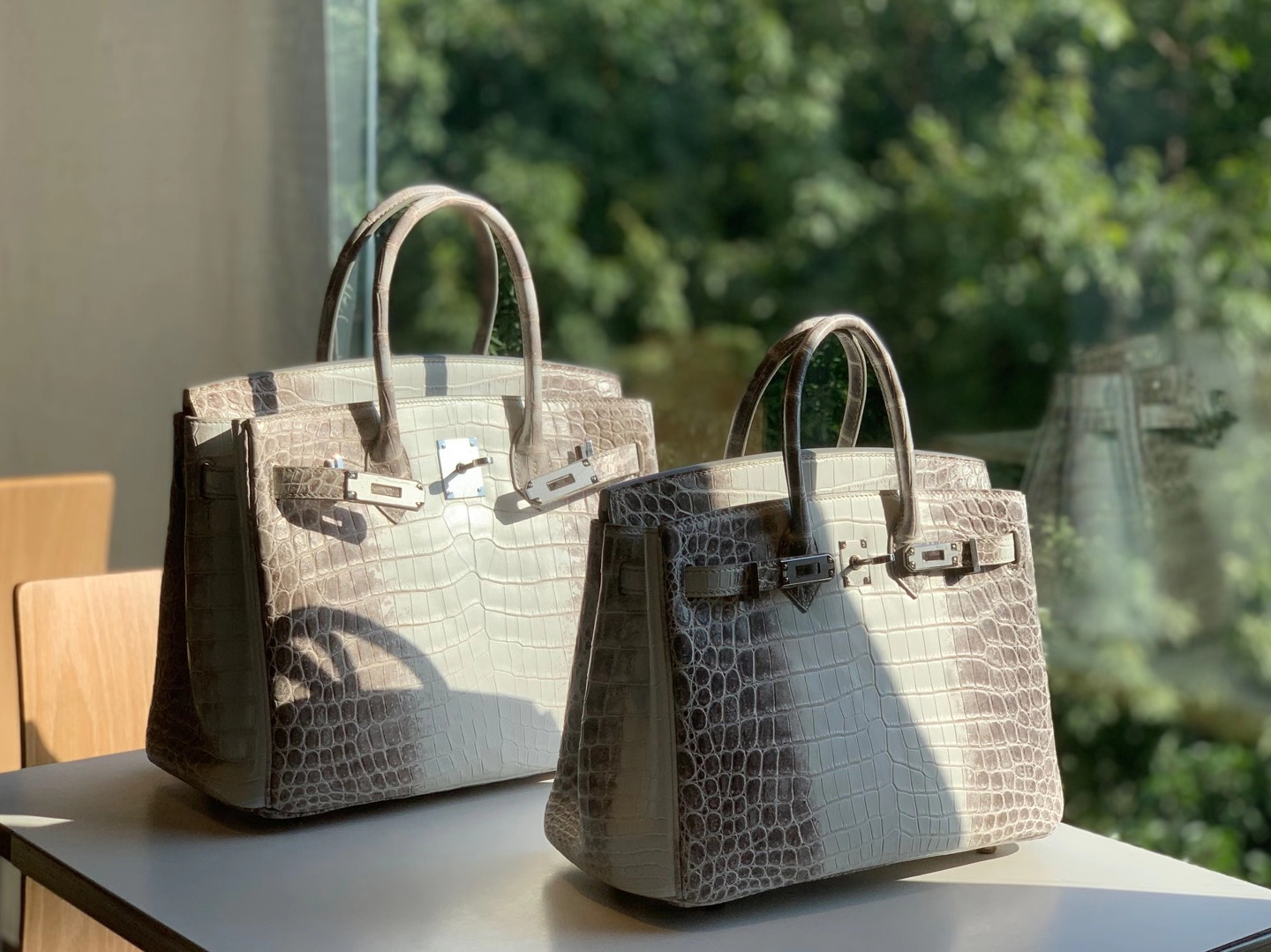 HERMES 爱马仕 铂金包 Birkin  爱马仕官网现货 Bk 25高光鳄鱼皮 喜马拉雅