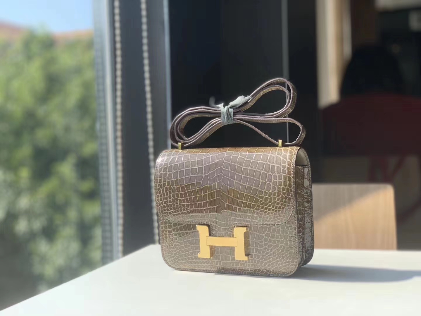 HERMES 康康 空姐包 Constance 鳄鱼 金扣 银扣 可接受定制 大象灰